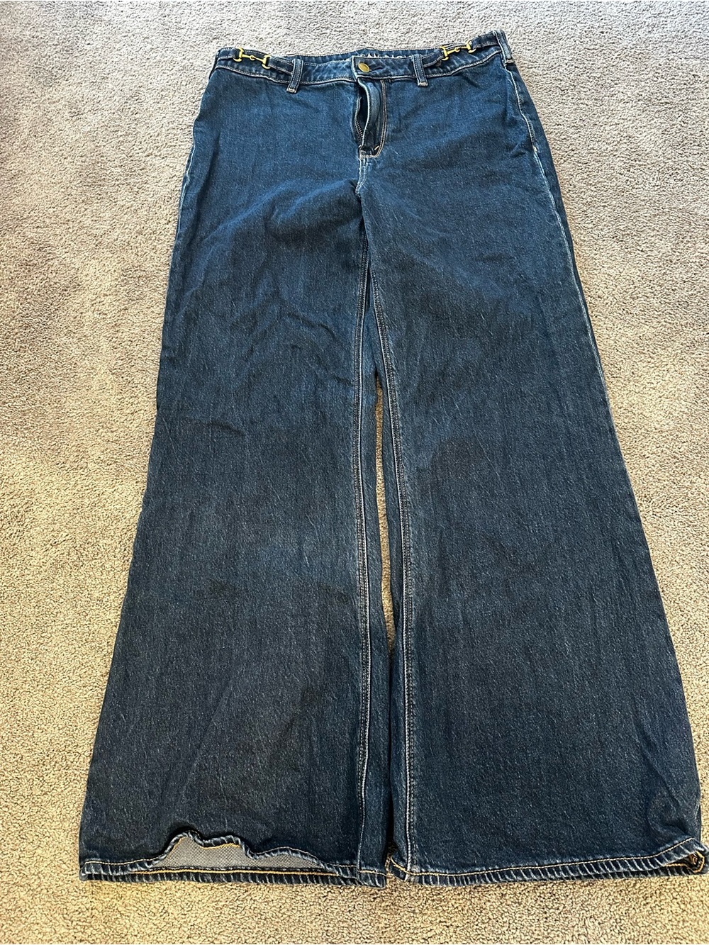 American Eagle Outfitters Wide-Leg Dark Blue Denim Jeans